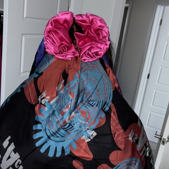 Handma pink satin ruffle flow bow hair clip  Sz XL - Picture 5 of 8